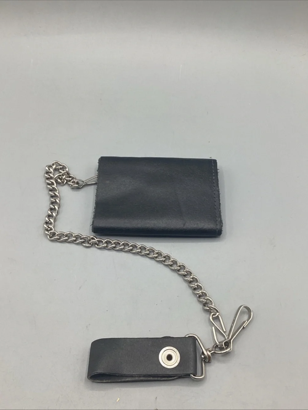 Vintage Black Leather Chain Wallet with Number 69 Accent USA Made
